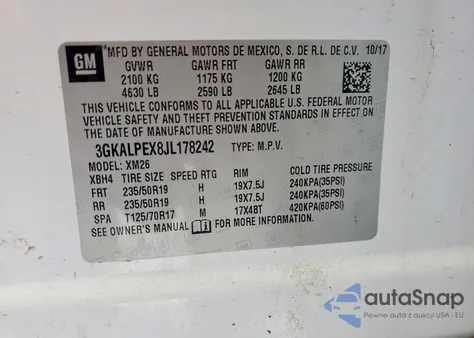 2018 GMC Terrain из США, поврежденный, VIN 3GKALPEX8JL178242